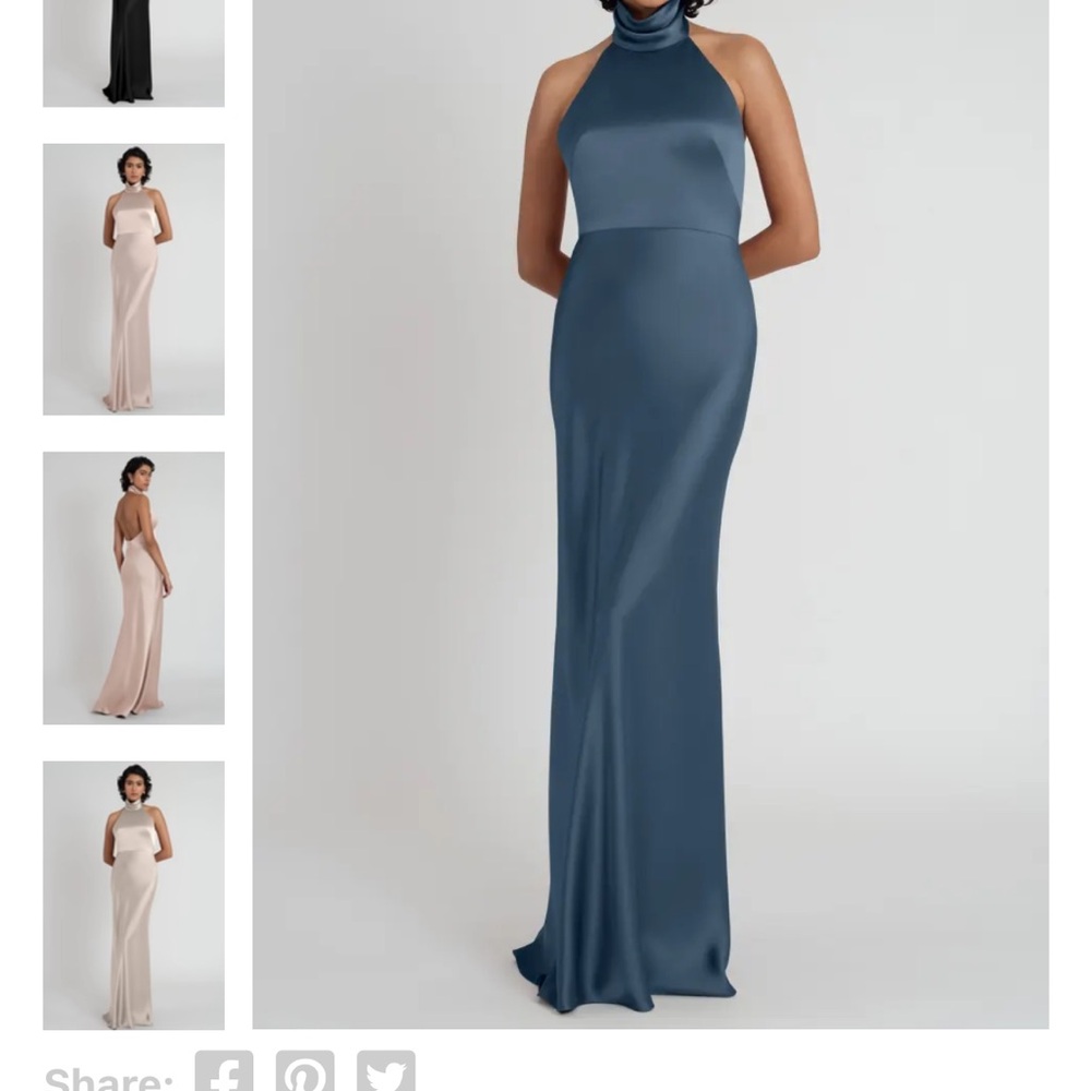 Jenny Yoo Nicole Evening Blue Bridesmaid Dress | Halter Neck Floor-Length Gown